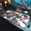 Gaming Mouse Pad with Antislip Base and Stitched Edges Anime Girl with Shark Print Desk Mat for PC Laptop Gaming