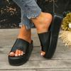 Tongs Couleur Unie pour Femme Mode Été Chaussures à Fond Épais Bout Rond Confortables Légères Sandales Plateforme Décontractées