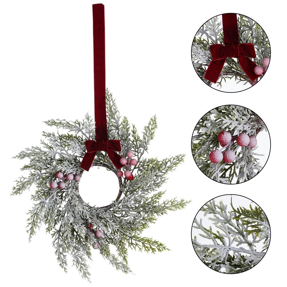 Simulated Pine Needles Red Berries Christmas Wreath Venue Layout Props Cabinet Windows Door Hanging Decorations