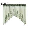 Retro Lace Curtain Half Curtain, Adjustable Lift Structure, Embroidery Floral Sheer Coffee Dustproof Window Screen