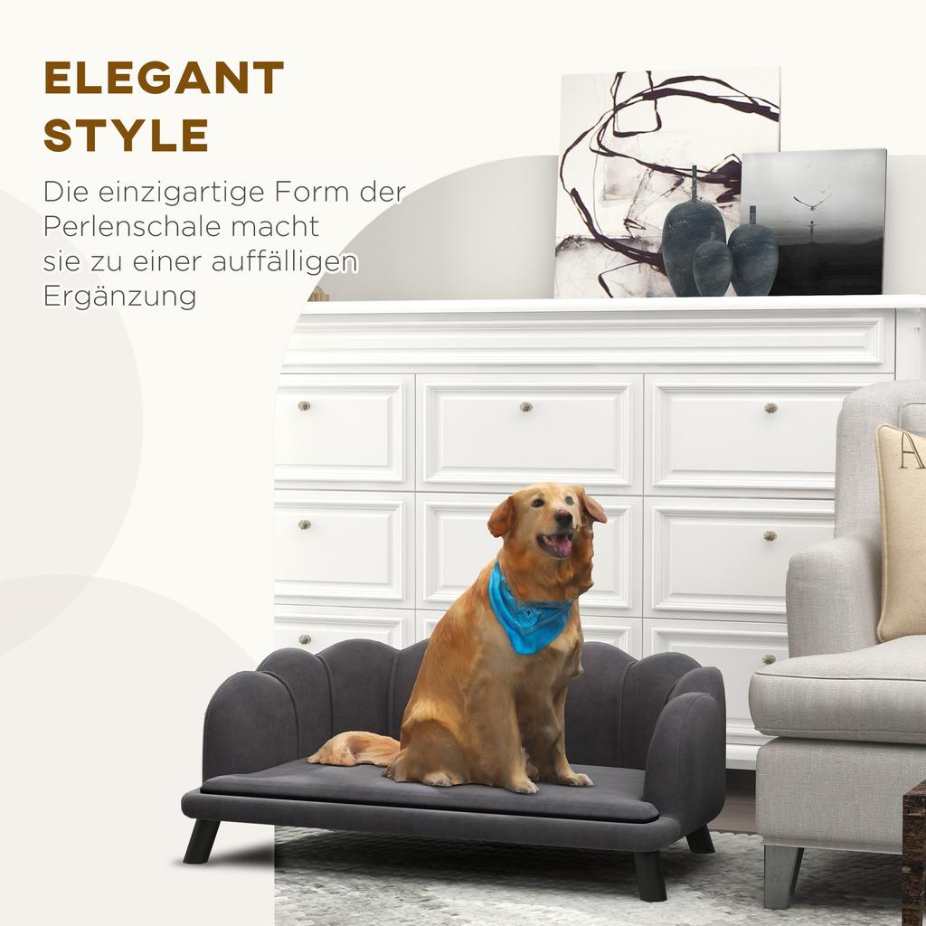 Dog Sofa, Pet Couch Bed for Medium, Large Dogs, with Legs, Cushion - Grey
