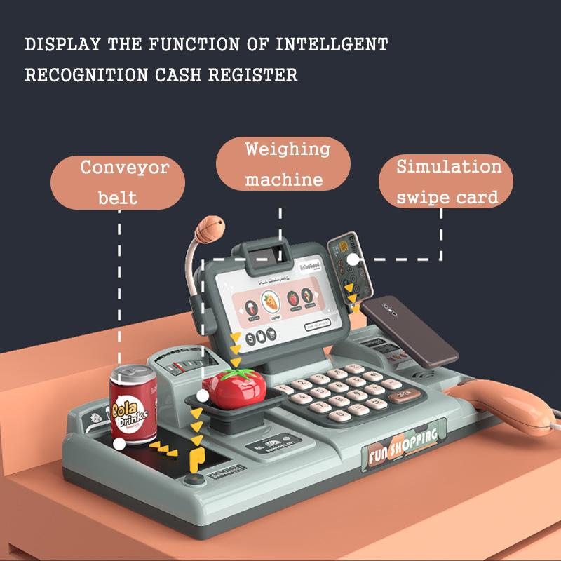 Chytrá pokladní stránka Domeček na hraní Hračka Simulace Supermarket Jídelní stůl Ovoce Pokladna Dětská kombinovaná sada