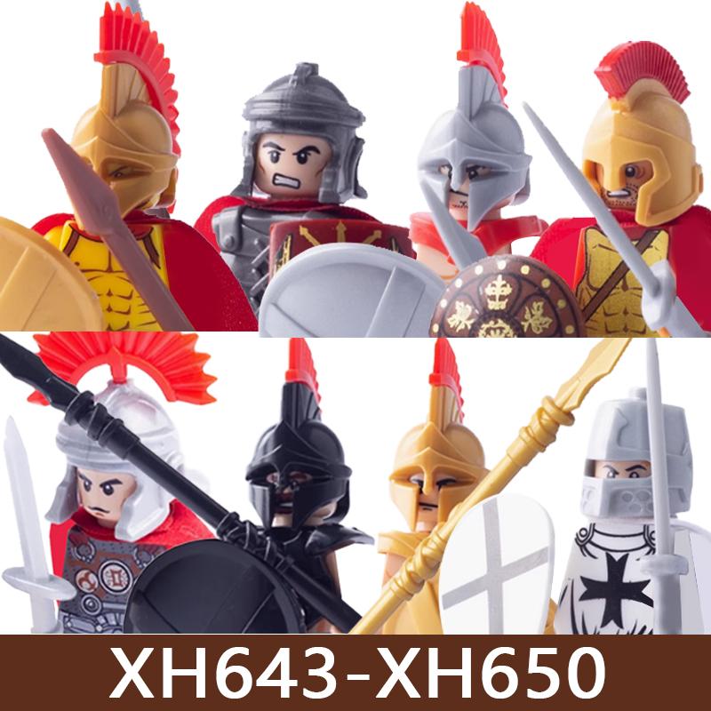 8 Pezzi Figure di Soldati di Castello Medievale Blocchi da Costruzione Militare Romano Teutonico Cavaliere Ospitaliere Templare Guerriero Fanteria Mattoncini Giocattolo Regalo