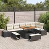 9 Piece Garden Sofa Set with Cushions Black Poly Rattan