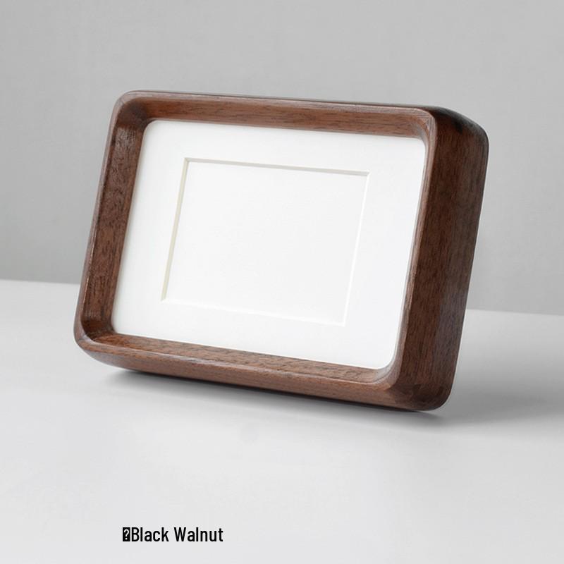 Contemporary Black Walnut Solid Wood Mortise & Tenon Photo Frame with Rounded Corners