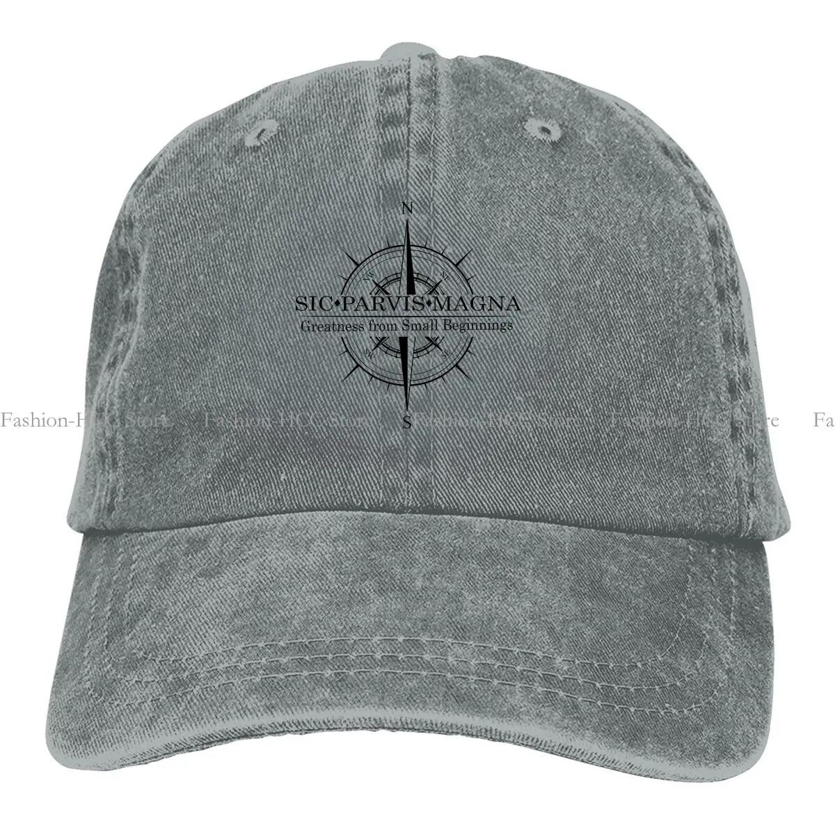 

Washed Unisex s Baseball Cap Sic Parvis Magna 4 With Compass Trucker Snapback Caps Dad Hat Uncharted One Size