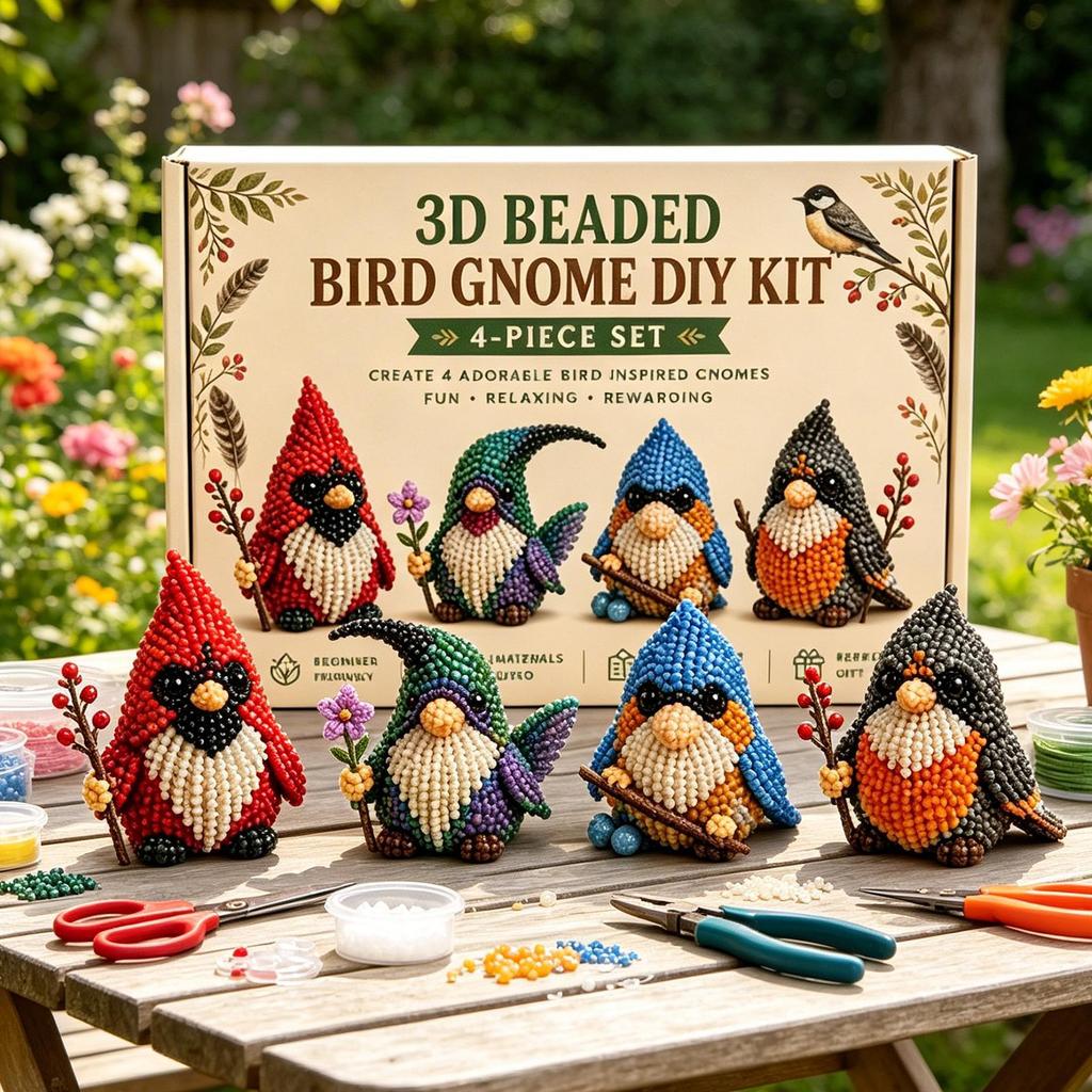 Unfinished 3D Bead Crafts Dwarf DIY Beading Kit Tiny 3D Beaded Animal DIY Kit Handmade Funny DIY Desk Gnome Decoration