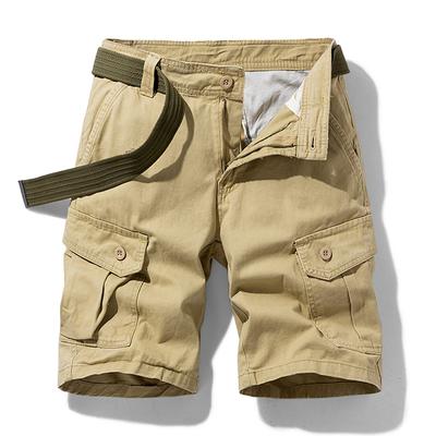 Men Summer Solid Casual Classic Cargo Shorts Men Fashion Cotton Multi-pocket Shorts Men Outwear Breathable Shorts Male