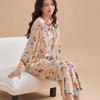 Ensemble pyjama pour femme en coton nuage Printemps/Été: Cardigan à col rond, Haut à manches longues, Pantalon long, Grande taille, Coupe douce et ample