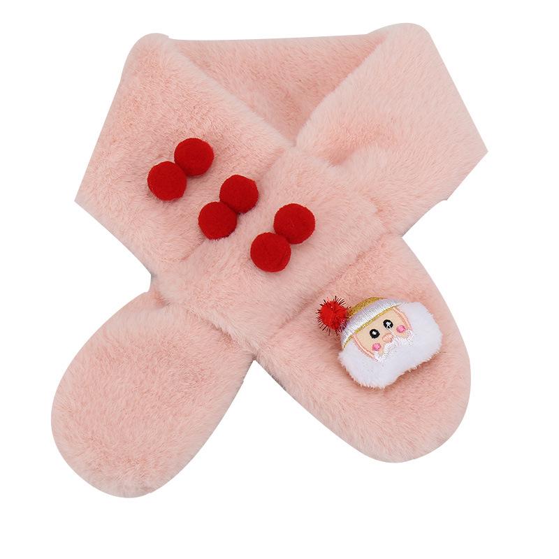 2023 Winter Children's Faux Rabbit Fur Plush Scarf - Warm Cartoon Christmas Neck Warmer for Kids