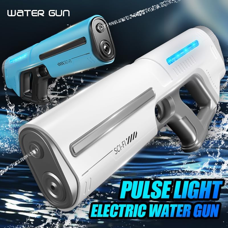 Electric Water Gun Automatic Water Absorption Battery Powered Squirt Toy With LED Light Summer Outdoor Play Gift