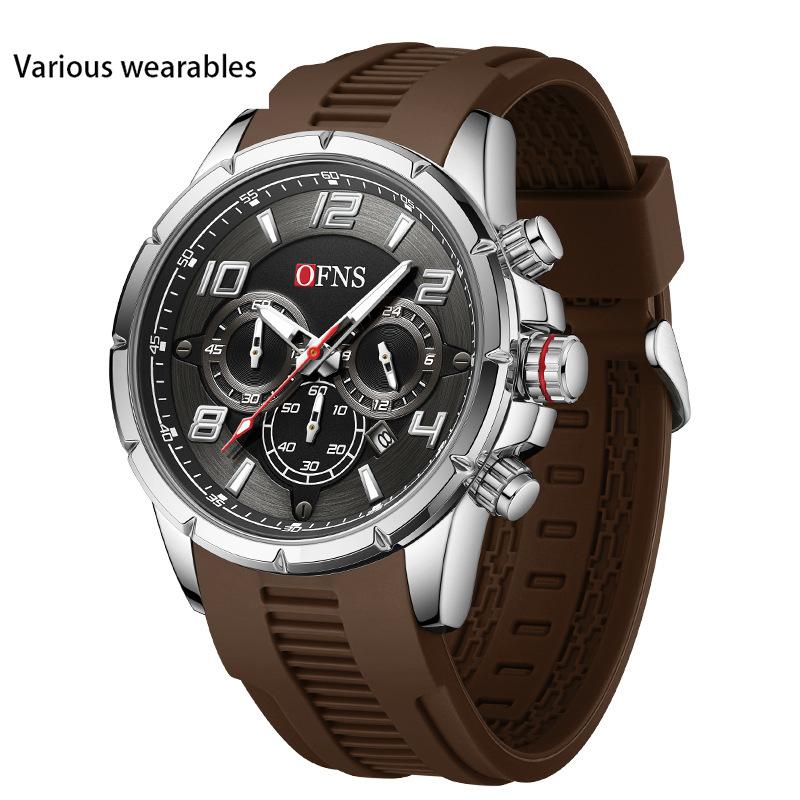 

Кварцевые часы мужские часы календарь бизнес шесть штифтов маленький циферблат многофункциональные водонепроницаемые часы