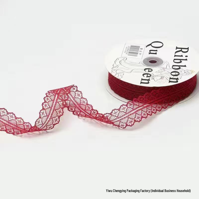 3cm Lace Edge Ribbon for Bouquet & Cake Decor, DIY Bow Streamer - Flower Design 25 & 50 Size