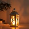 Vintage Metal Candle Holder Lantern Hanging Lantern White Lanterns with Glass for Living Room Garden Patio Parties Home Decor