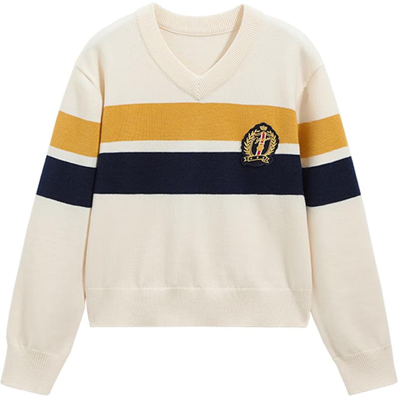 YEEHOO Boys Collegiate V-Neck Wool Blend Sweater 120