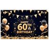 Milestone Birthday Backdrop Gold Glitter Adult Birthday Backdrop 60th Celebration Banner Cake Graphic 60th Birthday Display