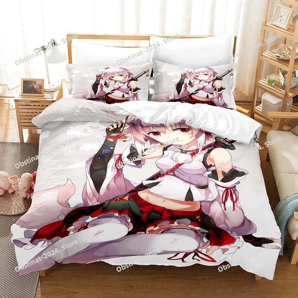 Set Biancheria da Letto Anime 3D Kawaii Ragazze Momiji Inubashiri Singolo Gemello Matrimoniale Queen King Size Set Letto Camera da Letto Adulti Bambini Set Copripiumino