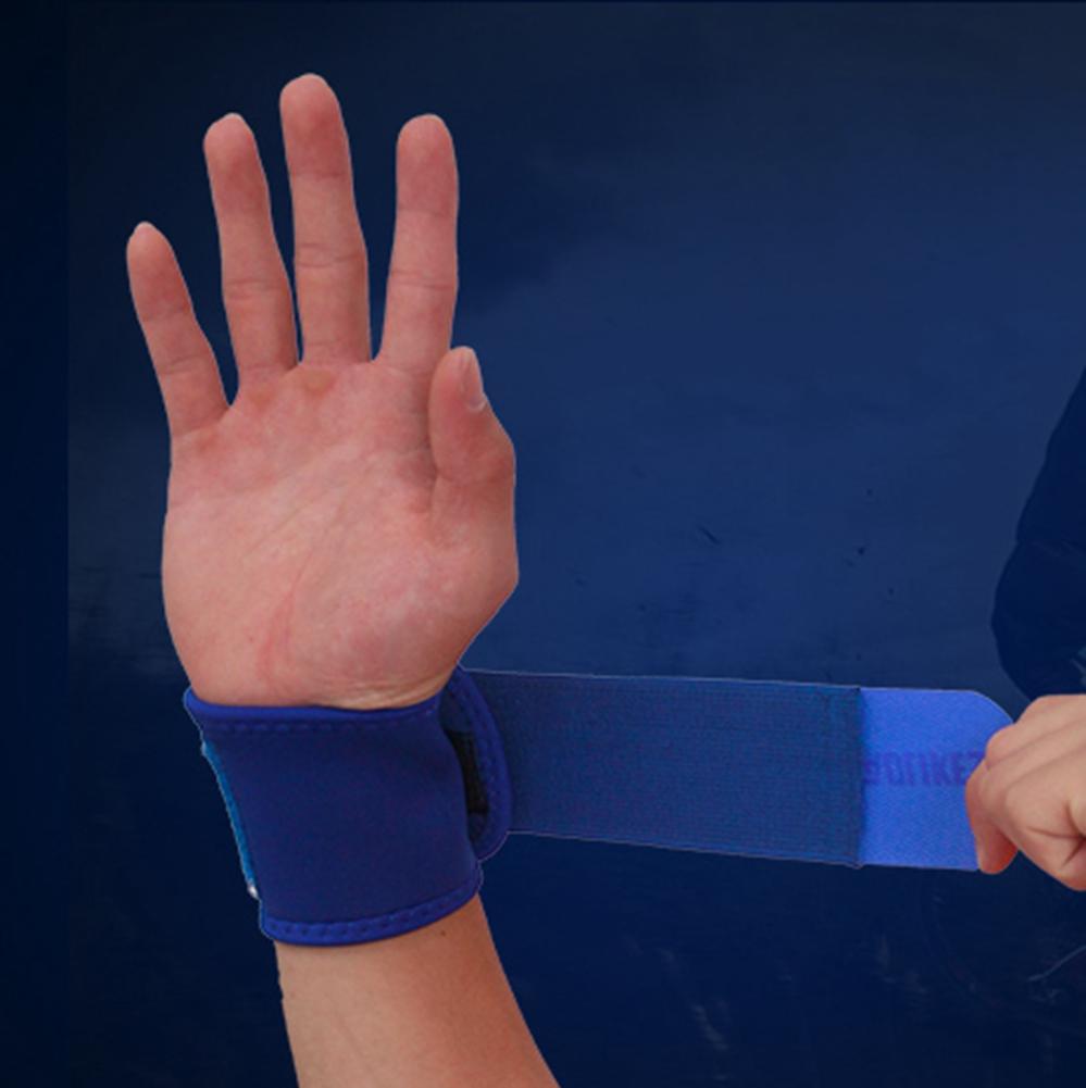 Wrist Adjustable Elastic Wraps Bandages Weightlifting Wristband Breathable Gym(blue)