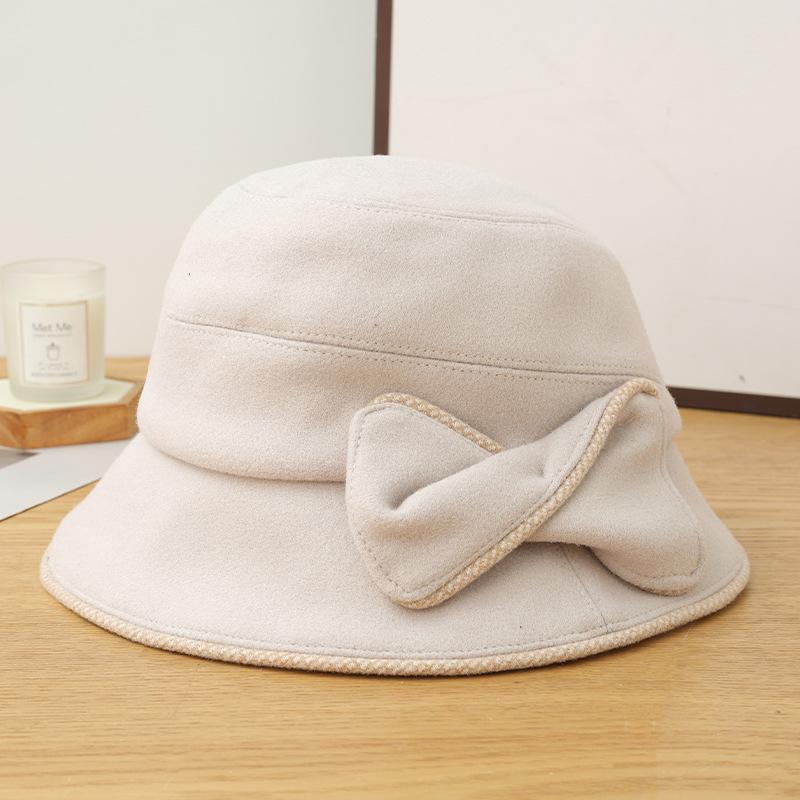 Autumn and Winter Hat Women's Bucket Hat Retro Versatile High Sense Bucket Hat Big Brim Washbasin Hat