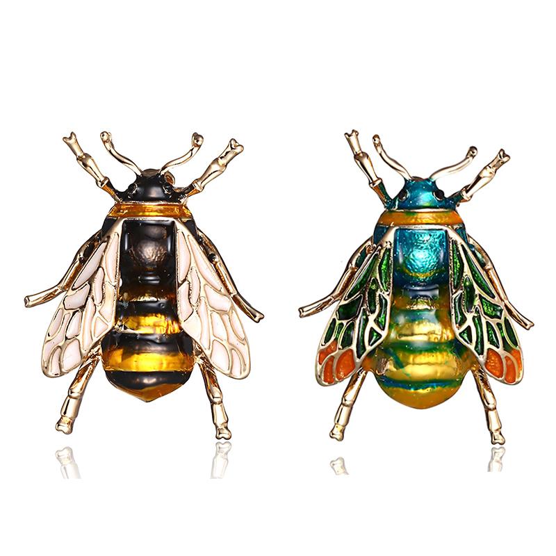 Rinhoo Delicate Little Bee Brooch Crystal Rhinestone Insect Ant Flying Bee Animal Honeybee Enamel Pins Broach Needle Badge Gifts