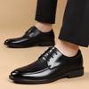 Fashion New Classic Flats Luxury Brand Shoes  Men's Elegant Black Dress Shoes Authentic Leather Lace Up Oxfords Business Social Footwear