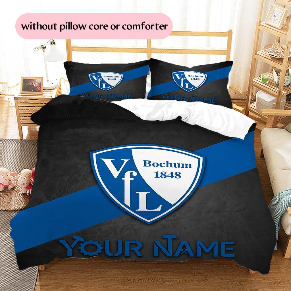 Custom Name VfL Bochum Pattern Bedding Quilt Set Home Decoration Gift (1 * duvet cover + 2 * pillowcase without core)