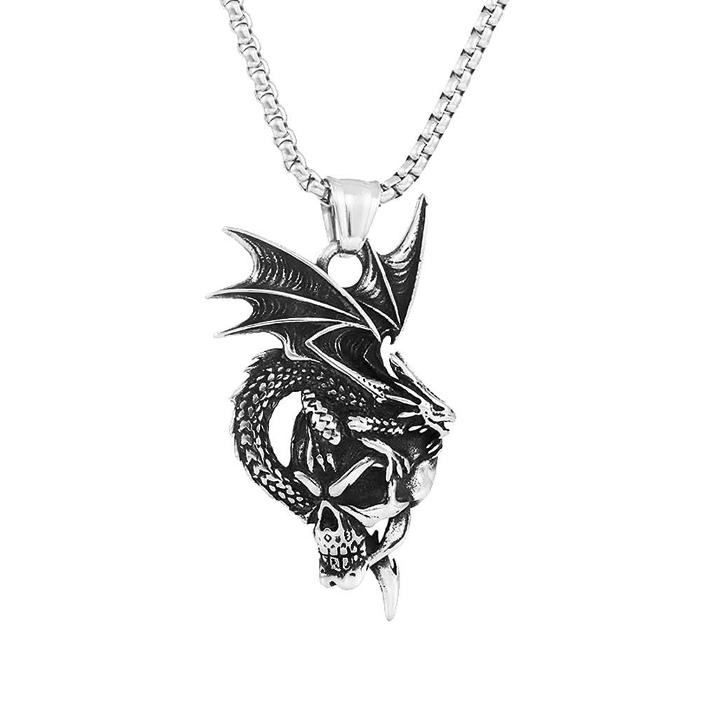 Nordic Vikings Wolf Tooth Pendant Necklace 316L Stainless Steel Hip Hop Rock Fashion Leather Rope Chain Jewelry Gifts