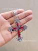 Pentagram Carved Cross necklace,Gothic jewelry,Inverted cross,Large Cross,Vintage,Witch jewelry,pagan,alternative,mystery,Choker