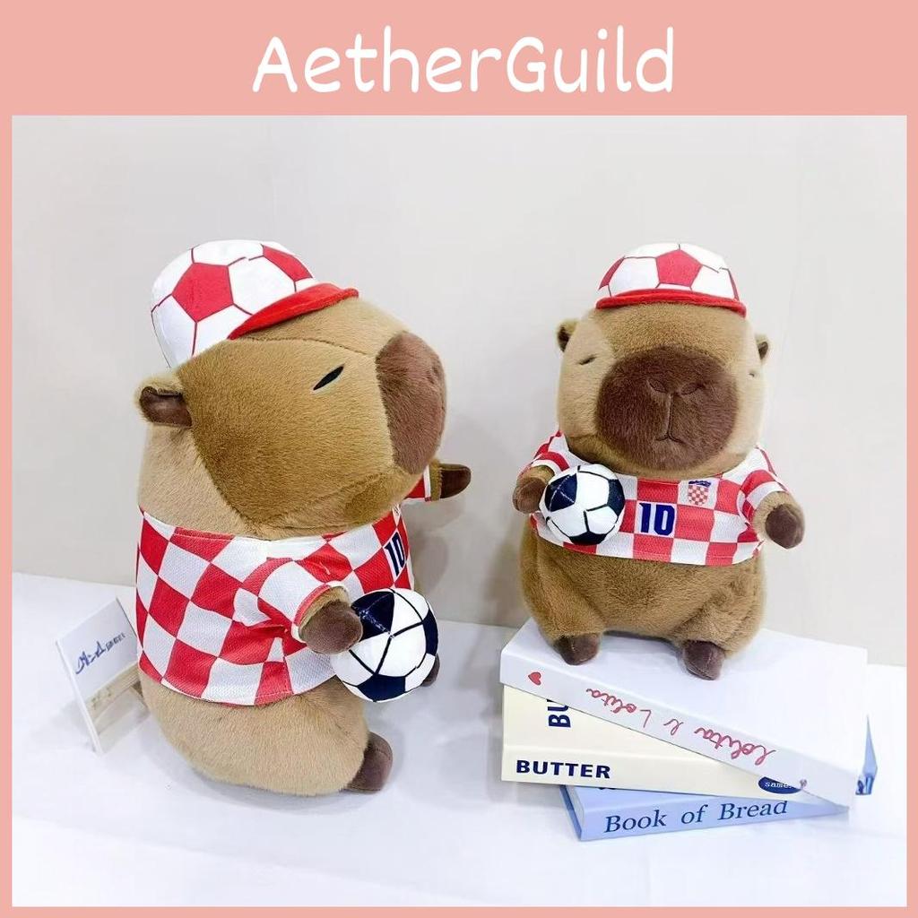 Girl Capybara Football Plush Toy Animal Soft Stuffed Doll Decoration Gift Kids