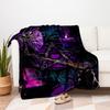 "Enchanted Purple Owl & Black Cat Witch Decor"Blanket Flannel Throw Blanket for Sofa, Bed, Travel, Camping, Office