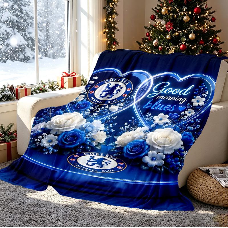 Football club.C Pattern Blanket for Home Decoration, Bed, Sofa, Car Travel, Camping, Suitable for All Seasons, Birthday Christmas Gift