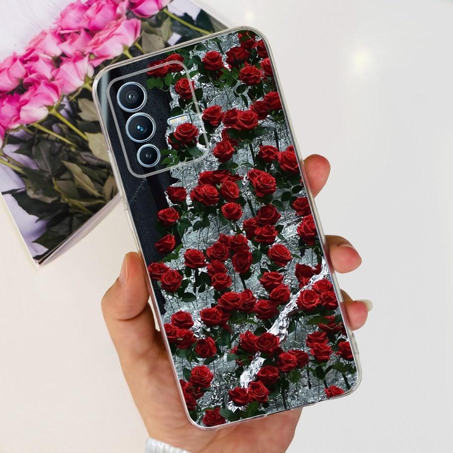 For Vivo V23 Pro V2132 Case For Vivo V23 5G V2130 V2303 Cover Fashion Flower Clear Silicone Phone Case For Vivo V23e V 23 Bumper