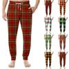 Men's Drawstring Pocket Casual Pants, Checkered Striped Printed Pocket Casual Pants, Home Sleeping Pants
