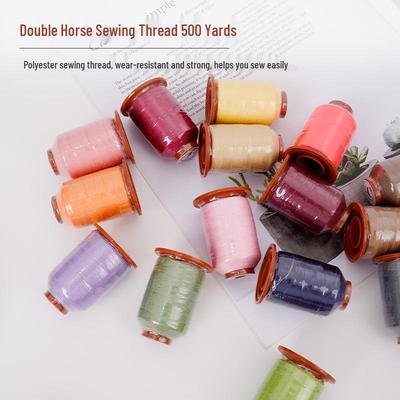 Polyester Sewing Thread: 100 Colors, 500 Yards, Fine Two-Strand, High-Speed, for Hand Sewing