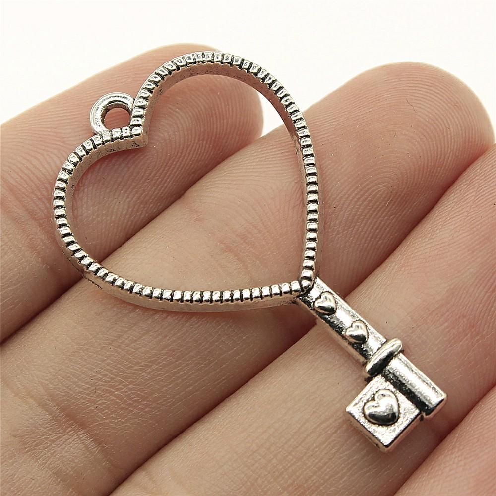 10pcs Antique Silver Color Vintage Key Charm Pendants Jewelry Accessories Retro Key Charms For Jewelry Making DIY