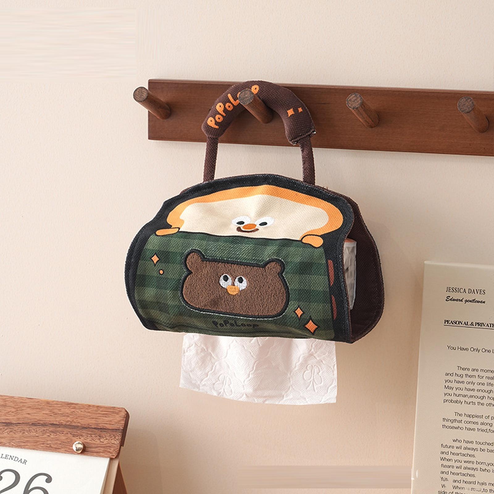 

Fabric Tissue Bag Punch-Free Wall-Mounted Tissue Holder for Car Bathroom Home one size зелёный