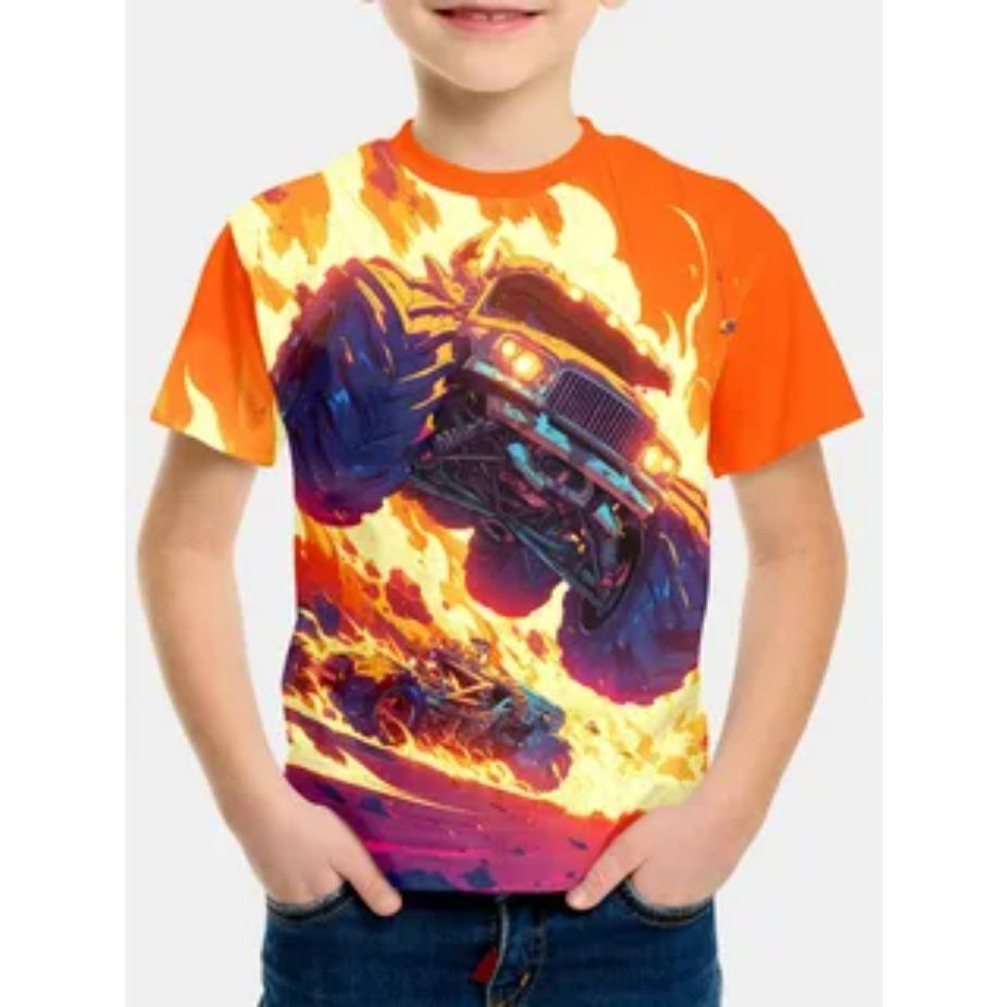Kids T-shirts O Neck Tops Polyester Casual Sportwear Comfortable Tees Short Sleeve 3d Print T Shirt