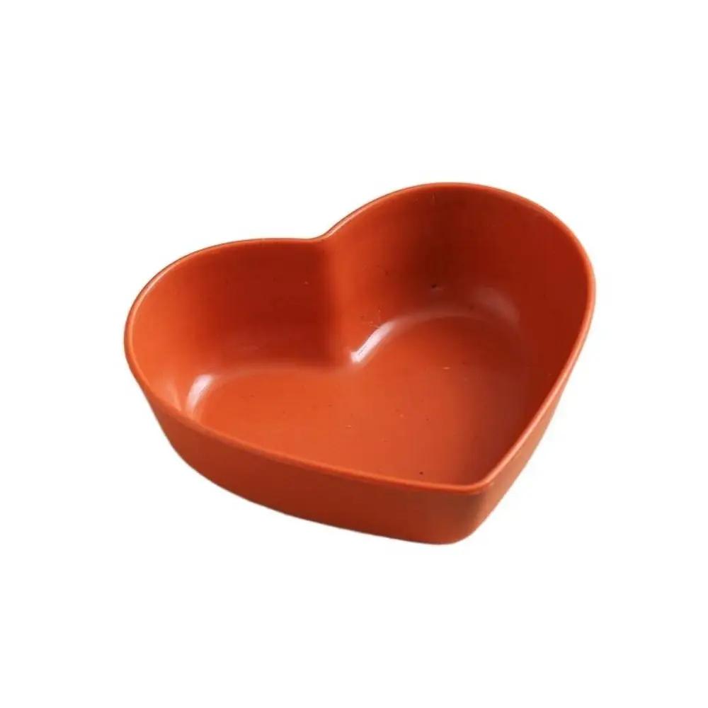 

Creative Wheat Straw Heart Shape Seasoning Dish Nordic Style Mini Sushi Seasoning Dish Washable Unbreakable Spice Plate Home оранжевый