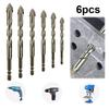 6PCS 4-Blade Saw Tooth Eccentric Drill Bit Hard Alloy Eccentric Twist Drill Bit High-Strength Alloy Drill Bit Sawtooth Drill Bit