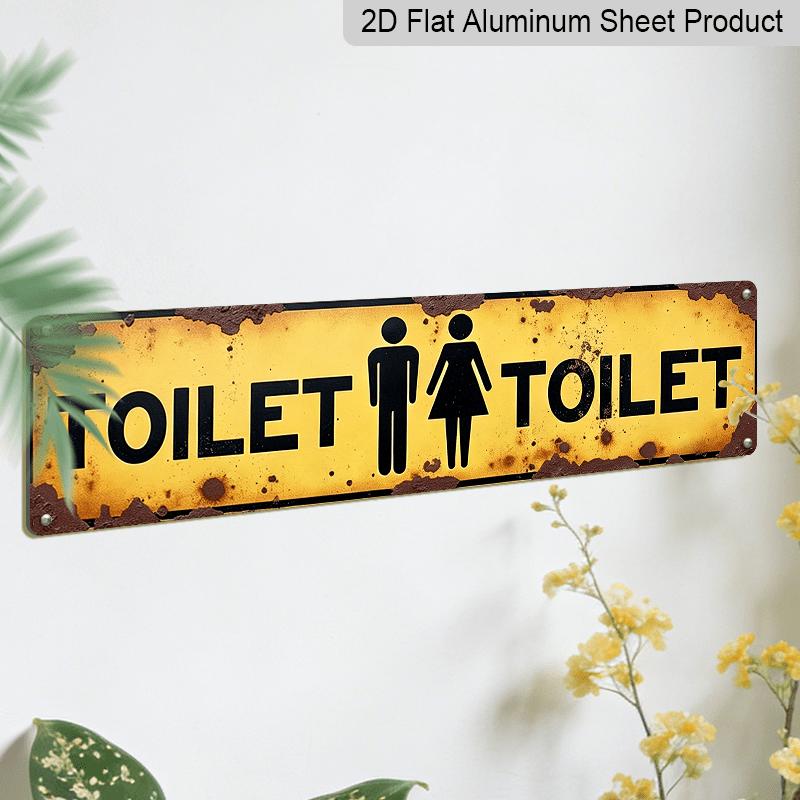 2D Flat Aluminium Decorative Sign - Vintage Style Metal Sign for Restrooms, with A 2D Flat Design for Men and Women. Ideal for Decorating Bathrooms