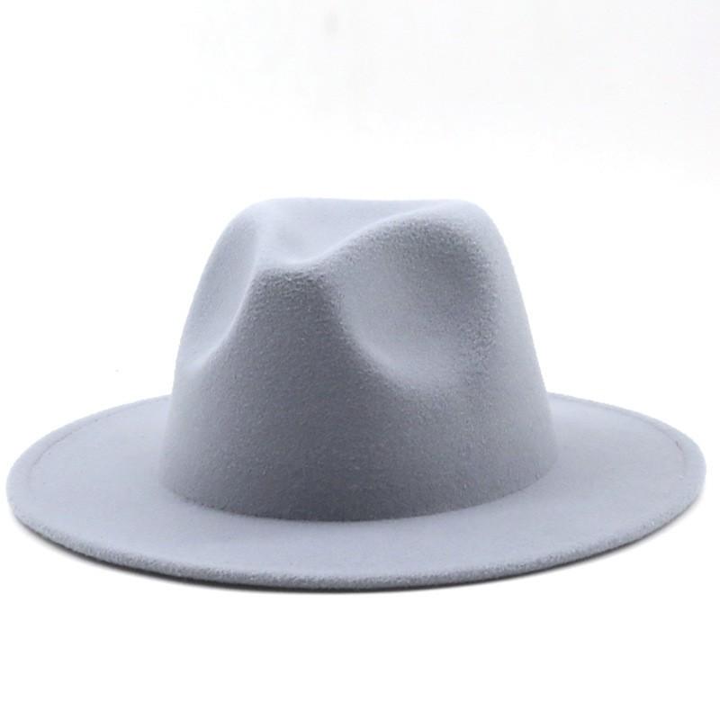 New British Style winter Child wool solid Classic fedoras cap Boy Girls panama jazz hat Big Wide Brim Big black Fedoras 52-54CM