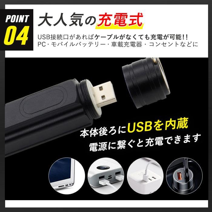 [Multi-functional 5 lights] Flashlight, small, powerful LED light, rechargeable, 11.3