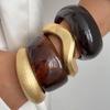 Ingemark 4 Styles Trendy Resin Chunky Bangles for Women Punk Irregular Wave Metal Openning Spring Wide Bracelets Daily Jewelry