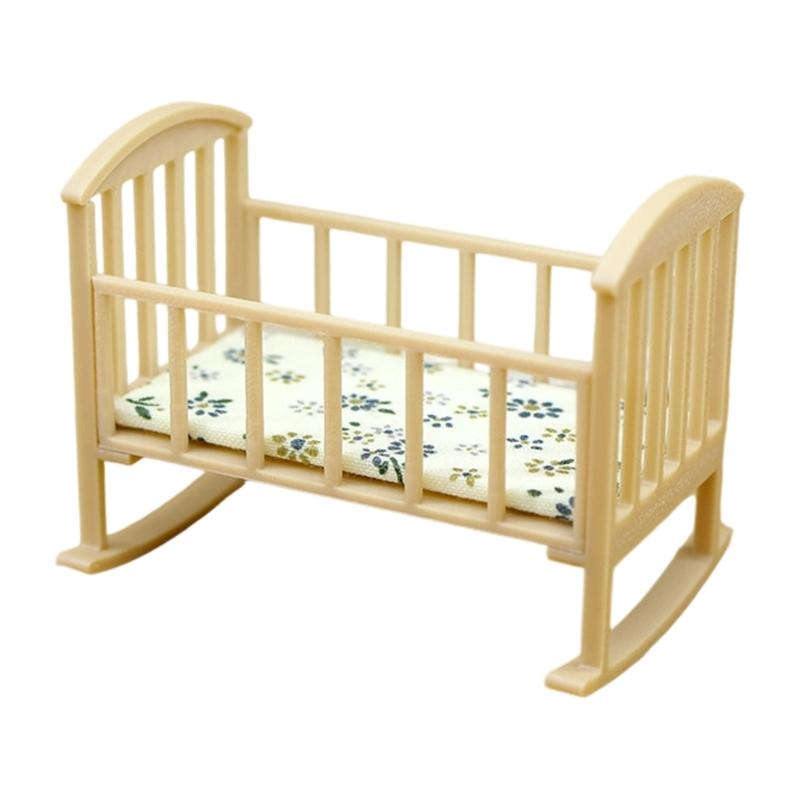Dollhouses Crib Model Realistic Dollhouses Mini Crib Realistic Play Single Realistic 1:12 Model Mini Size Toy
