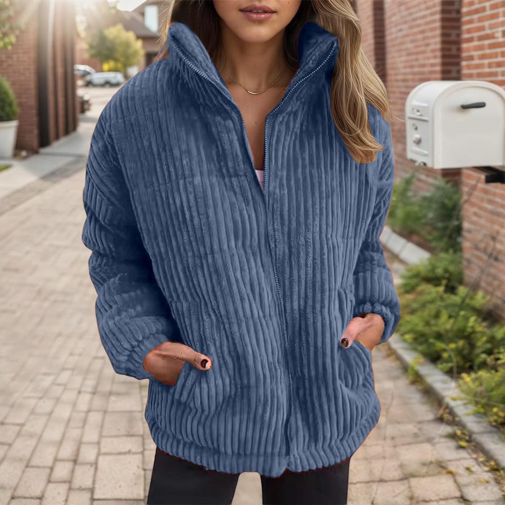 Women's Loose Comfortable Casual Fashion V-Neck Solid Color Long Sleeve Coat