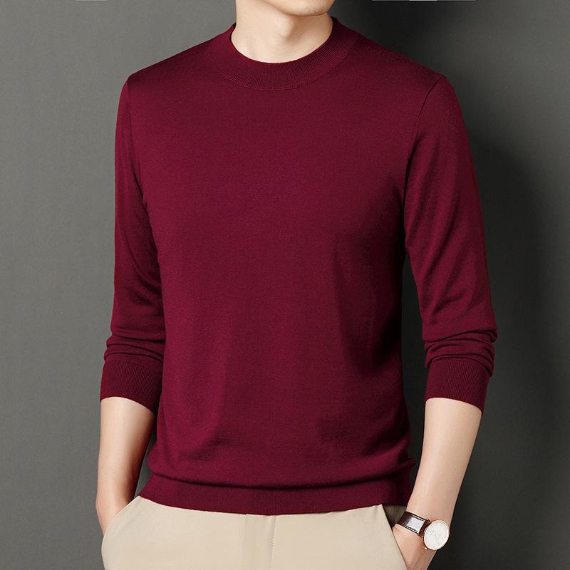 Men's High-Quality Imitation Wool Sweater: Autumn & Winter Warm Half-High Collar Base Layer