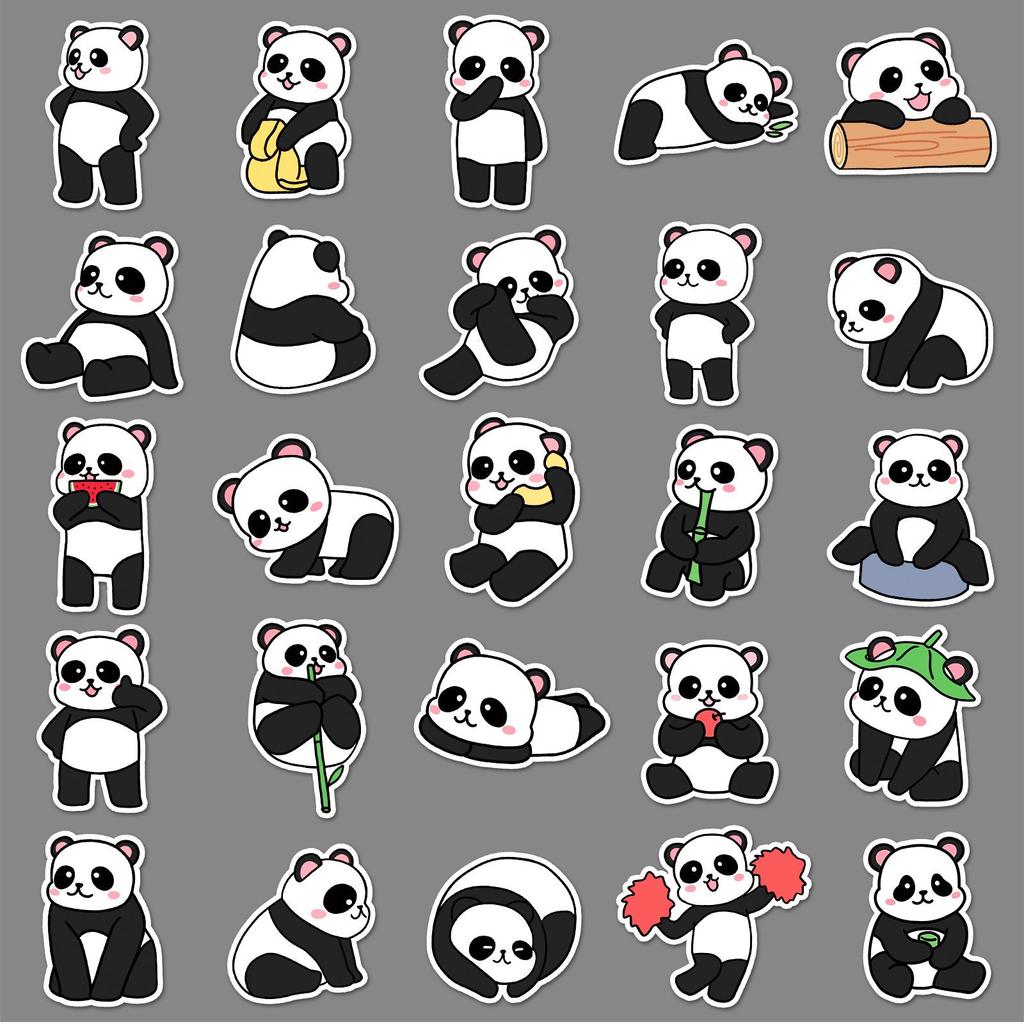 50 Cute Panda Cartoon Animal Stickers - Waterproof for Journal, Water Bottle, and Phone Case Decoration