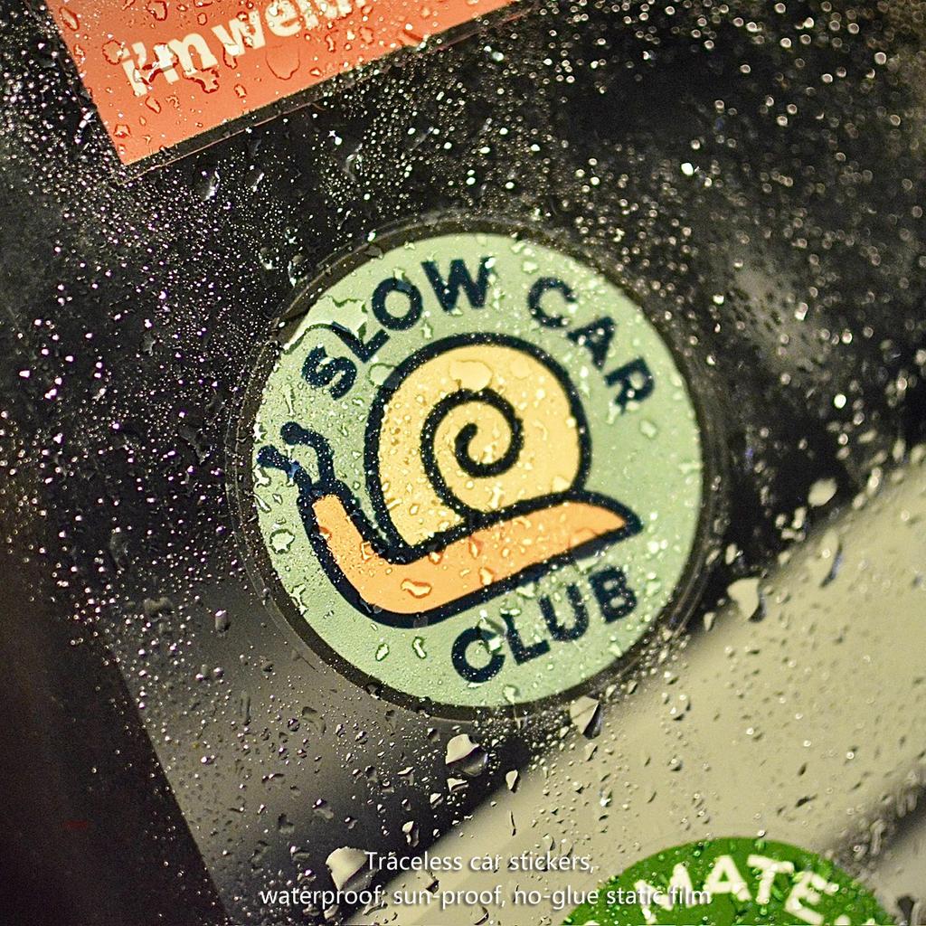 1pc JDM Snail Slow Car Emblem Sticker, Static Cling Decal for Car Windshield Triangle Window