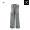 CHOCOOLATE Unisex Vintage Washed Distressed Straight-Fit Denim Jeans