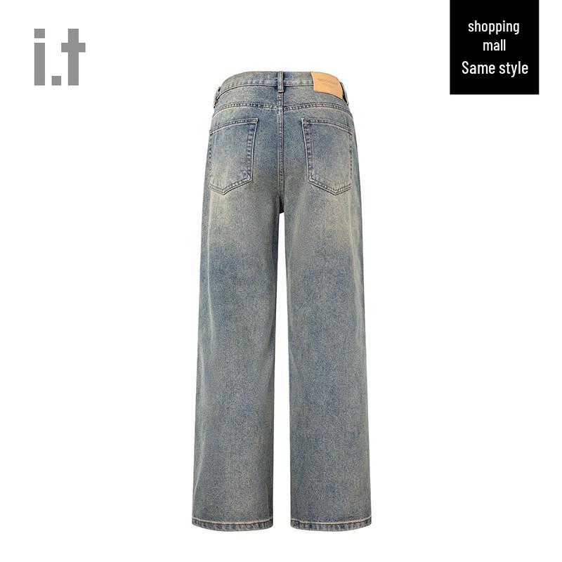 CHOCOOLATE Unisex Vintage Washed Distressed Straight-Fit Denim Jeans